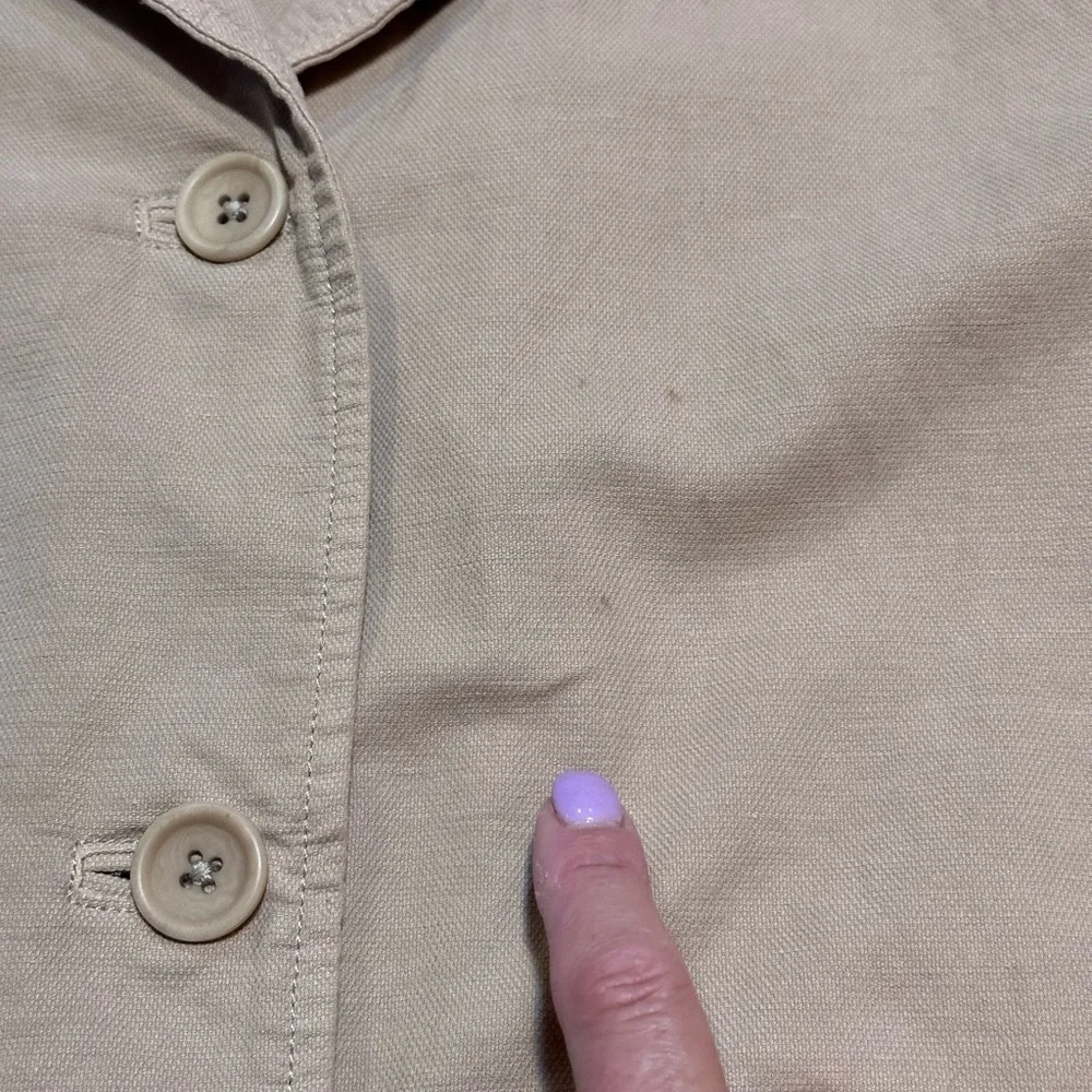 Eileen Fisher sz med‎ beige canvas button  basic jacket ladies organic cotton